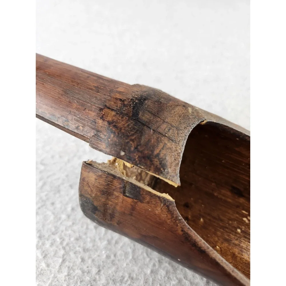 Vtg Primitive Wooden Bamboo? Farm Scoop Spoon Merchant Shovel Rustic * Damaged *